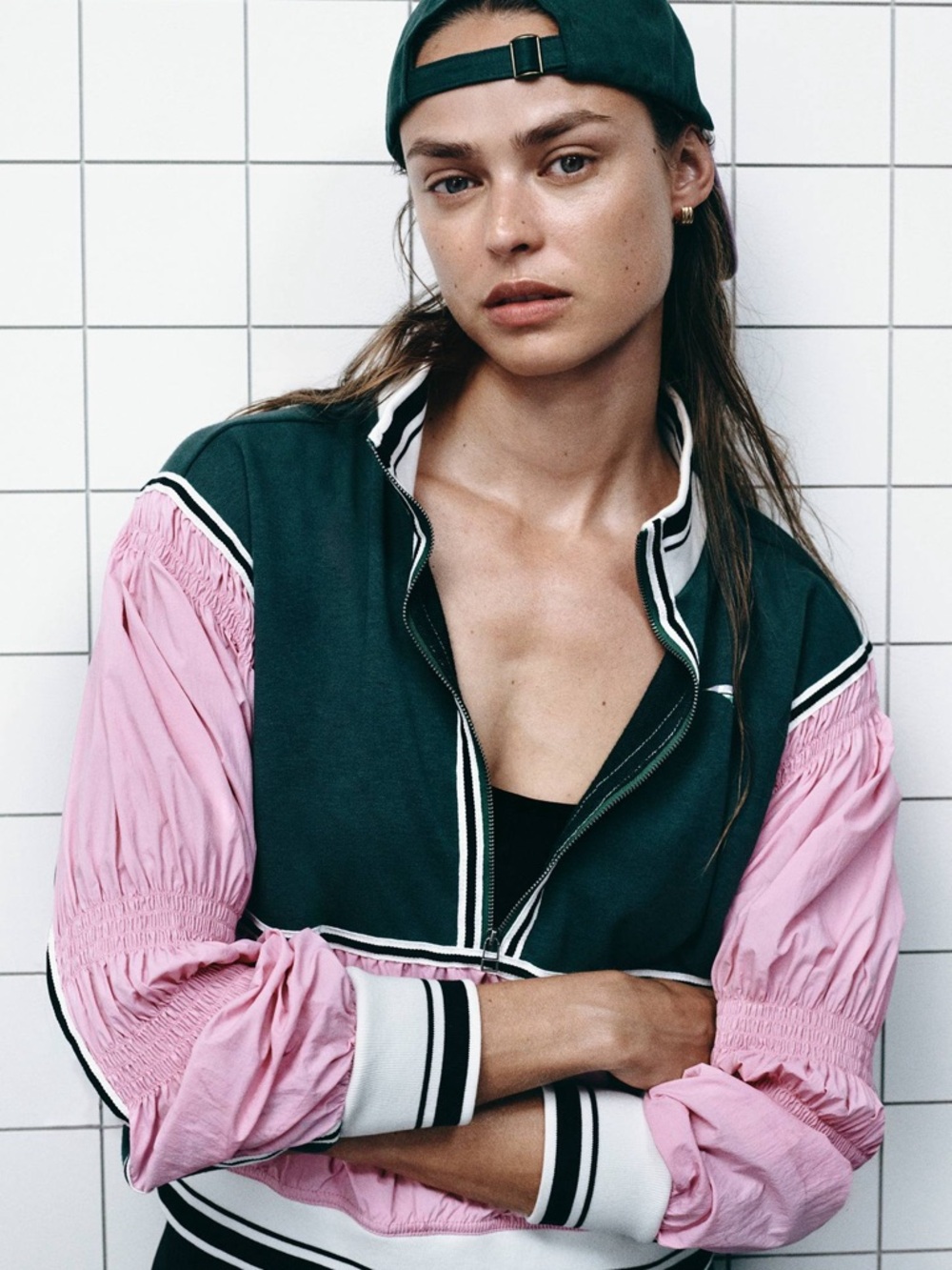 Gola x Anthropologie “Hat Trick”Windbreaker Jacket Pink Green White Size Small